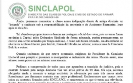 Carta de apresentação da nova Diretoria do SINCLAPOL parte 2