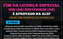 Fim da Licença Prêmio dos servidores é aprovado na ALEP!